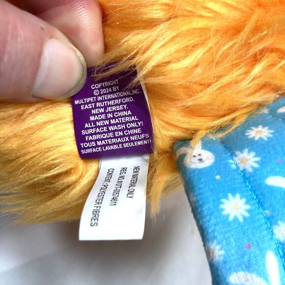 Multipet Duckworth Dog Toy Squeaky Spring Bunny Print Toss Fetch Cuddle 12 inch - Picture 9 of 15